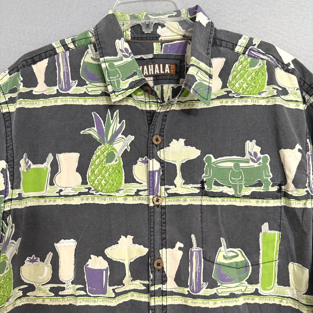 Kahala Mens Tropical Aloha Shirt Size XL Hawaiian Cocktail Print Casual Coastal - Picture 3 of 8